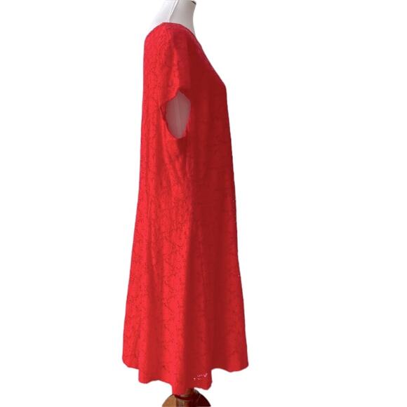 Alfani Dress 22W Lace Plus Size Party Dress Stretch Coral Boho fruit punch - Picture 5 of 12